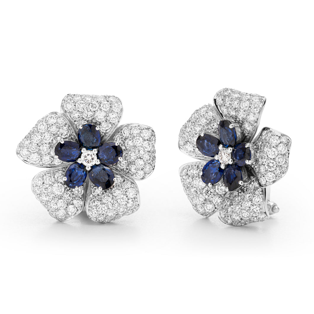 Big Sapphires Flowers Earrings