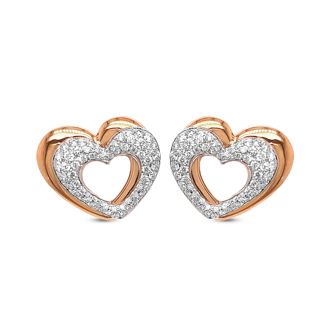 Rose Gold & Diamond Hearts Earrings