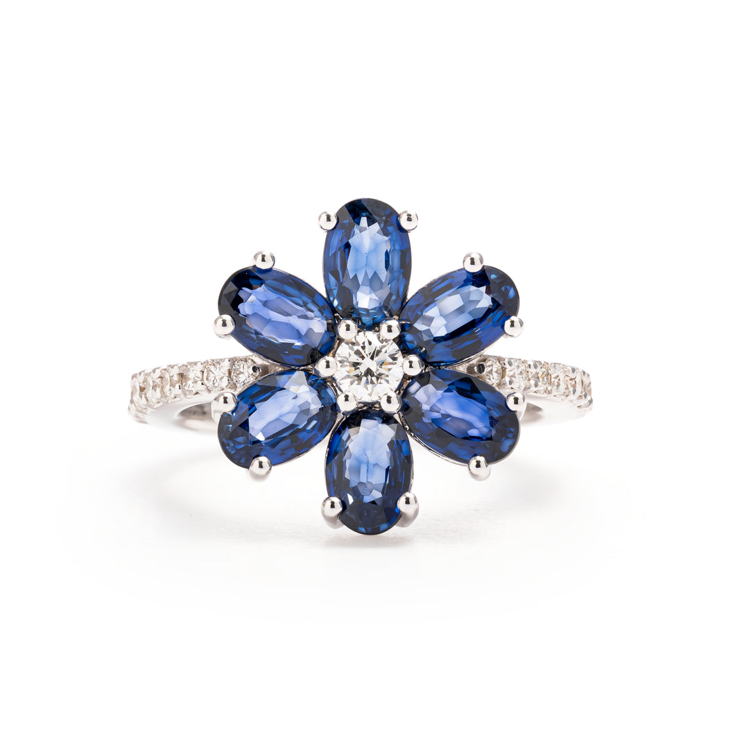 Sapphires Flower Ring