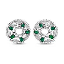 Load image into Gallery viewer, Diamonds &amp; Emeralds Round Earrings
