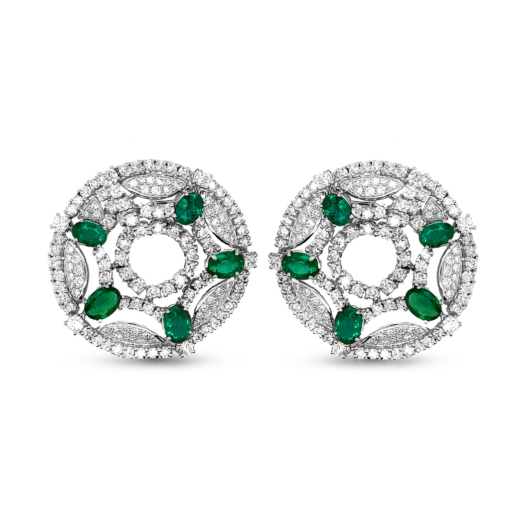 Diamonds & Emeralds Round Earrings