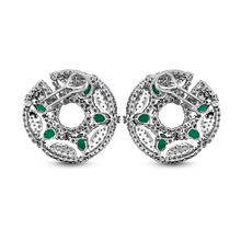 Load image into Gallery viewer, Diamonds &amp; Emeralds Round Earrings
