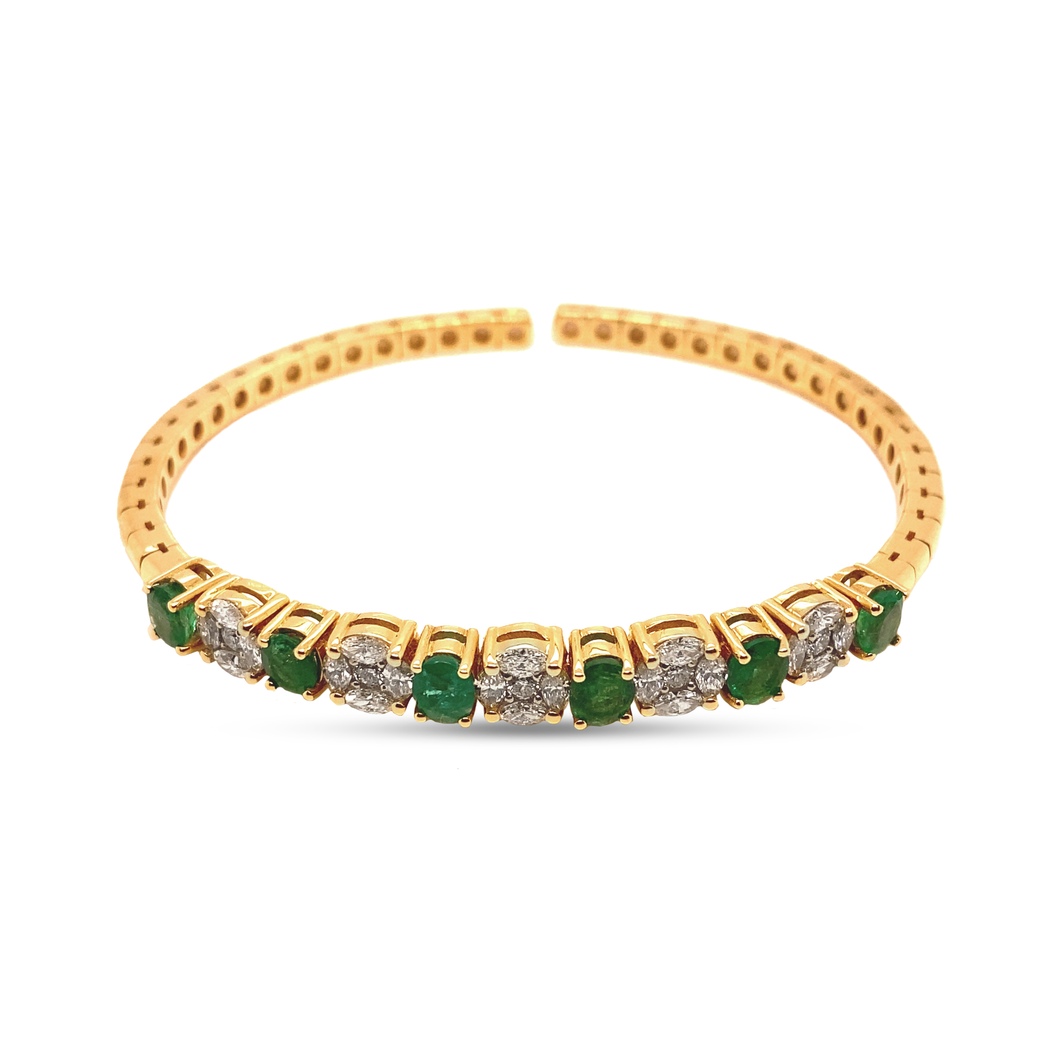 Emerald & Diamonds Bangle Bracelet